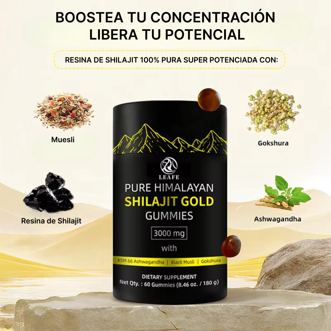 Shilajit Gomitas - Resina pura de Shilajit del Himalaya Oro