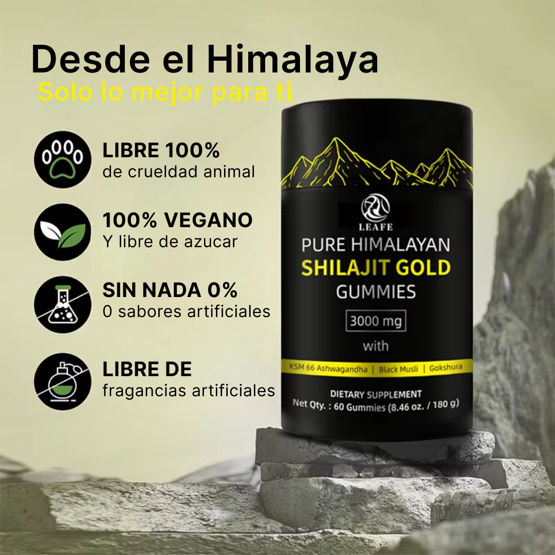 Shilajit Gomitas - Resina pura de Shilajit del Himalaya Oro