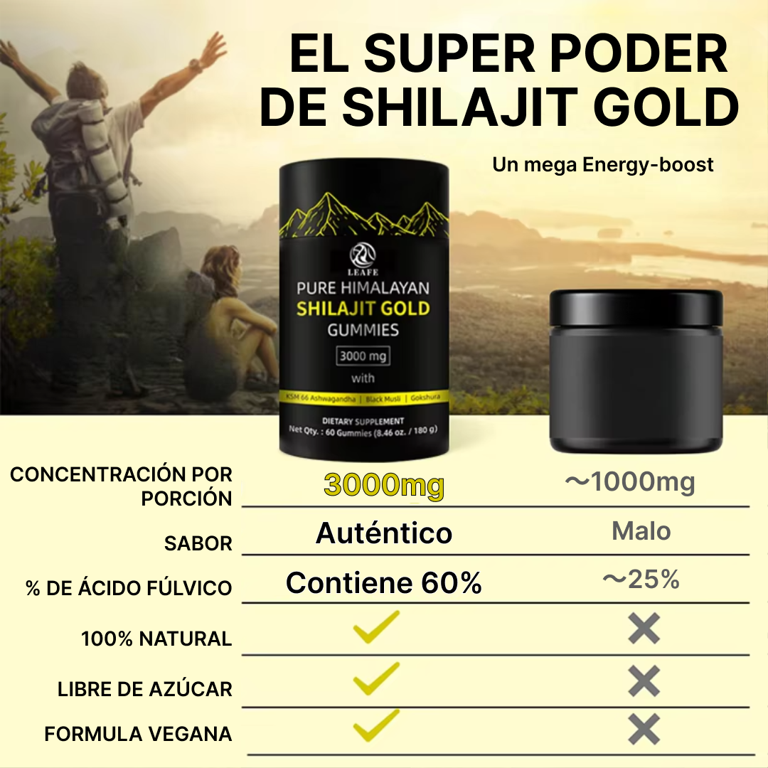 Shilajit Gomitas - Resina pura de Shilajit del Himalaya Oro